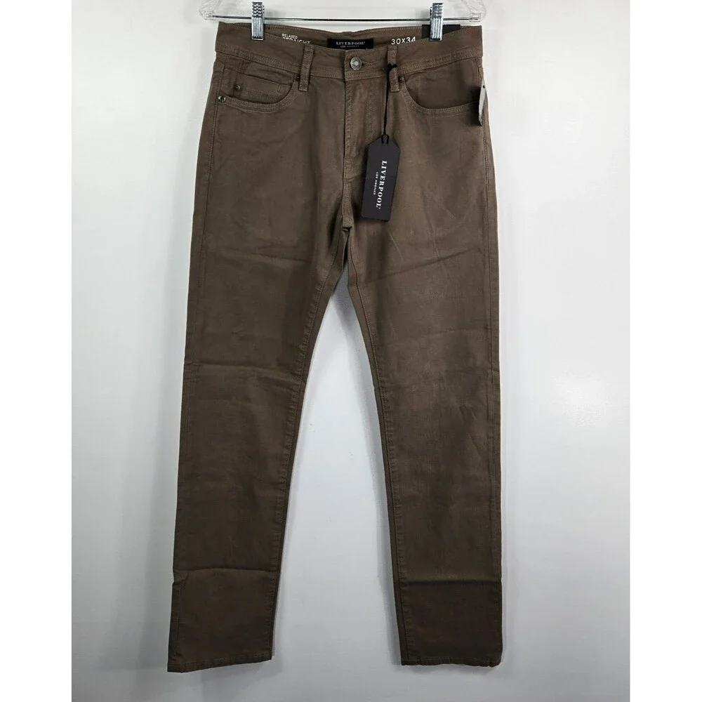 Liverpool Men's Size 30x34 Cub‎ Brown Relaxed Straight Jeans NWT
